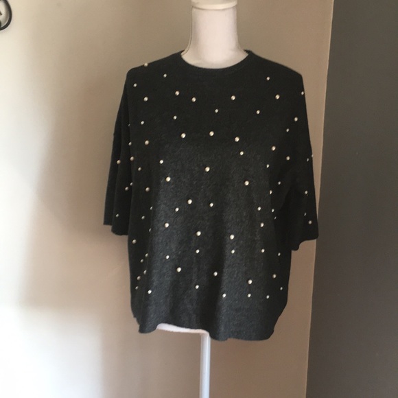 Zara Tops - Zara Trafaluc Soft Touch Faux Pearl Sweater
